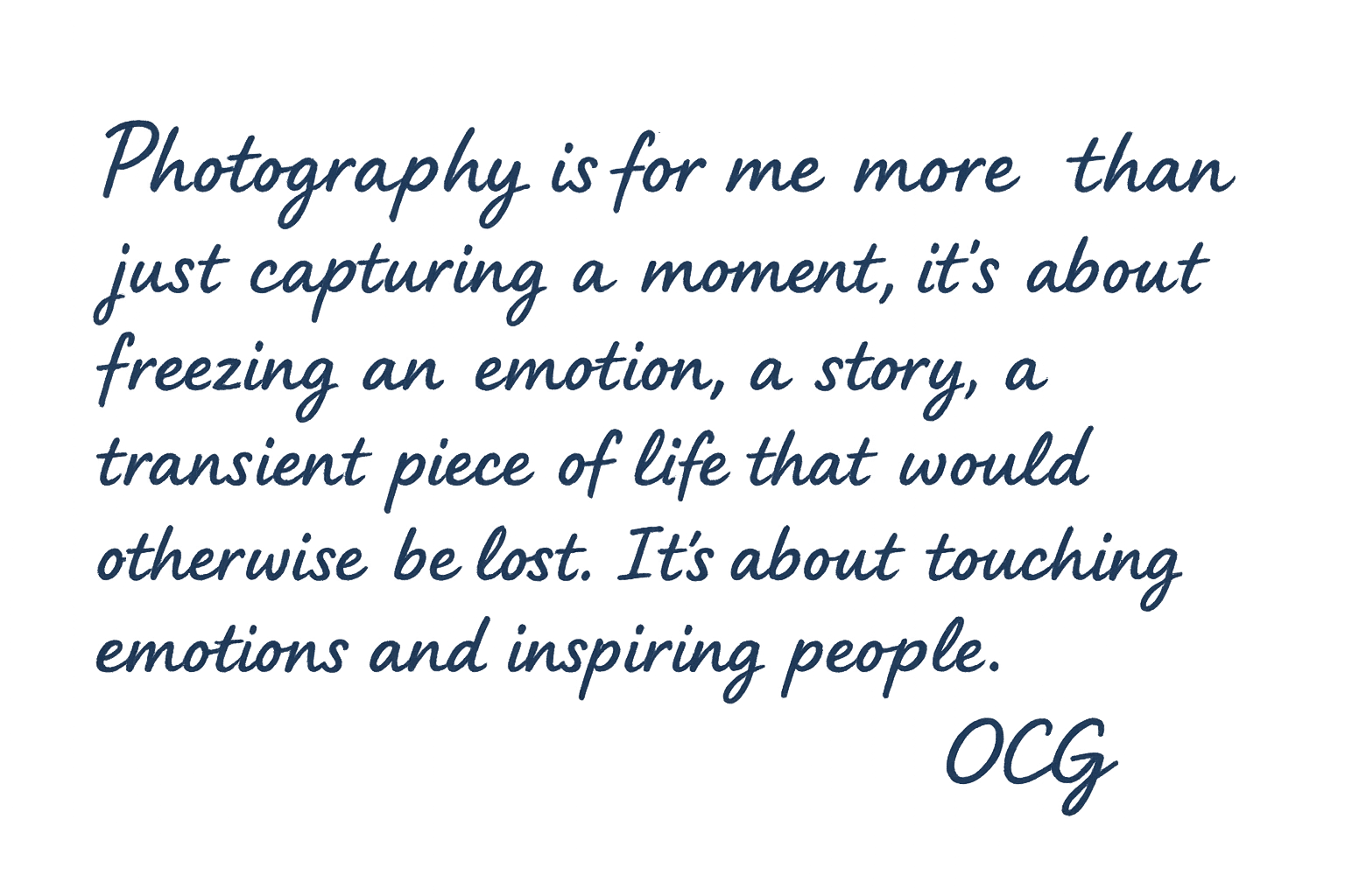 My personal motivation for photography, handwritten